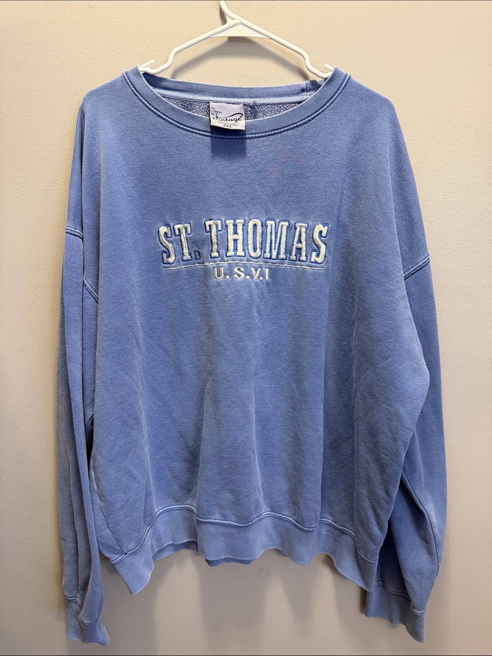 Vintage Light Blue Crewneck Sweatshirt with Script Logo